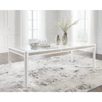 Table à manger rectangulaire extensible blanche/verte pour 10 personnes, 42L x 96P x 30H