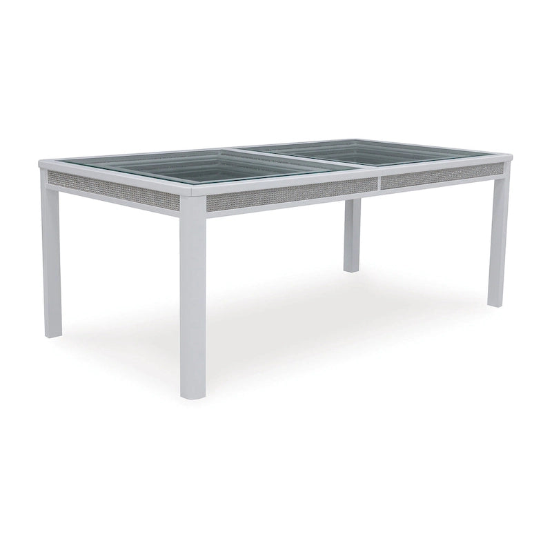 Table à manger rectangulaire extensible blanche/verte pour 10 personnes, 42L x 96P x 30H