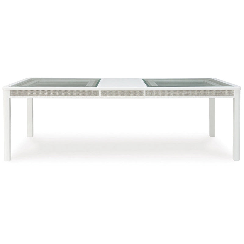 Table à manger rectangulaire extensible blanche/verte pour 10 personnes, 42L x 96P x 30H