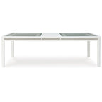 Table à manger rectangulaire extensible blanche/verte pour 10 personnes, 42L x 96P x 30H
