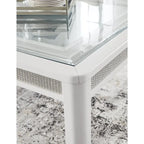 Table à manger rectangulaire extensible blanche/verte pour 10 personnes, 42L x 96P x 30H