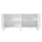 Buffet 4 portes sculpté noir et blanc | Sans poignée, à ouverture par pression | Pour 1 à 2 utilisateurs