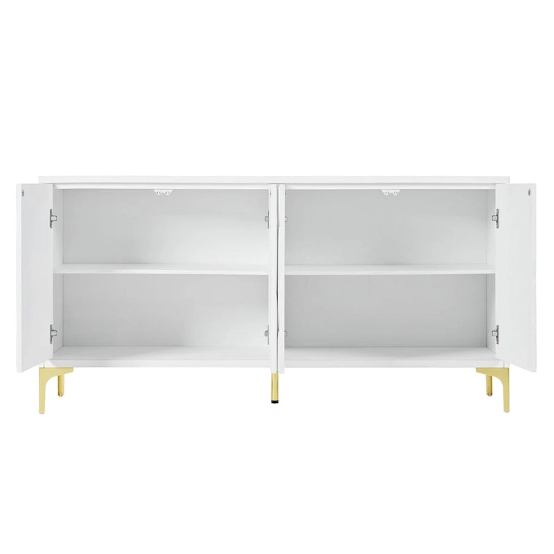 Buffet 4 portes sculpté noir et blanc | Sans poignée, à ouverture par pression | Pour 1 à 2 utilisateurs