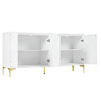 Buffet 4 portes sculpté noir et blanc | Sans poignée, à ouverture par pression | Pour 1 à 2 utilisateurs
