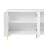 Buffet 4 portes sculpté noir et blanc | Sans poignée, à ouverture par pression | Pour 1 à 2 utilisateurs