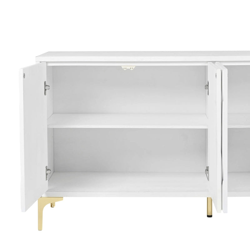 Buffet 4 portes sculpté noir et blanc | Sans poignée, à ouverture par pression | Pour 1 à 2 utilisateurs
