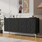 Buffet 4 portes sculpté noir et blanc | Sans poignée, à ouverture par pression | Pour 1 à 2 utilisateurs