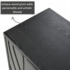 Buffet 4 portes sculpté noir et blanc | Sans poignée, à ouverture par pression | Pour 1 à 2 utilisateurs