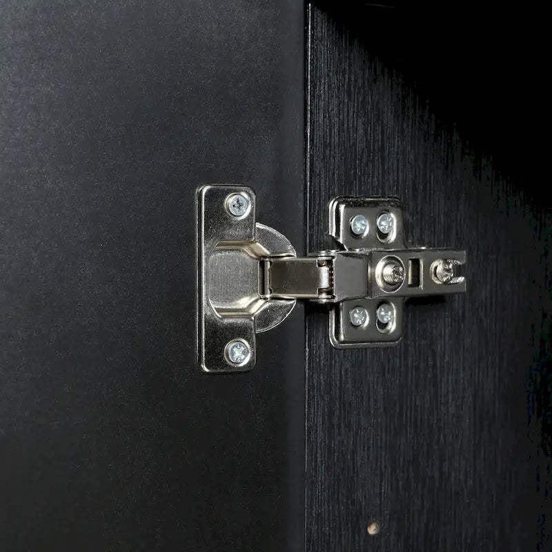 Buffet 4 portes sculpté noir et blanc | Sans poignée, à ouverture par pression | Pour 1 à 2 utilisateurs
