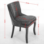 Chaises de salle à manger mi-dossier beiges / grises / bleues avec clous décoratifs, pieds en bois courbé – Lot de 2