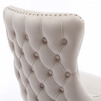 Chaise de salle à manger en velours à dossier haut avec clous décoratifs, lot de 2 – Or / Noir / Beige / Gris
