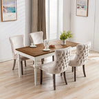 Chaise de salle à manger en velours à dossier haut avec clous décoratifs, lot de 2 – Or / Noir / Beige / Gris