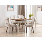 Chaise de salle à manger en velours à dossier haut avec clous décoratifs, lot de 2 – Or / Noir / Beige / Gris