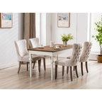 Chaise de salle à manger en velours à dossier haut avec clous décoratifs, lot de 2 – Or / Noir / Beige / Gris