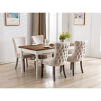 Chaise de salle à manger en velours à dossier haut avec clous décoratifs, lot de 2 – Or / Noir / Beige / Gris