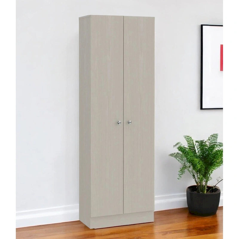 Armoire de cellier gris clair, 1 porte, 59,9 cm L x 179,8 cm H x 30 cm P