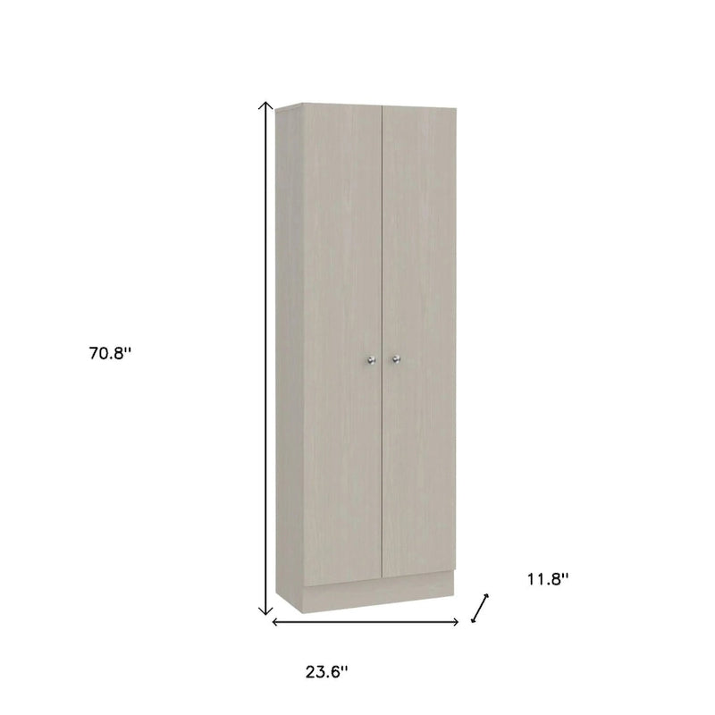 Armoire de cellier gris clair, 1 porte, 59,9 cm L x 179,8 cm H x 30 cm P