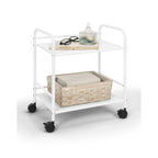 Chariot de rangement à roulettes blanc à 2 niveaux – Pour 1 espace de travail