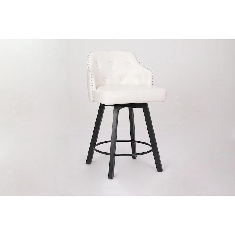 Tabourets de bar sans dossier, style ferme, lot de 2 (marron / blanc / noir)