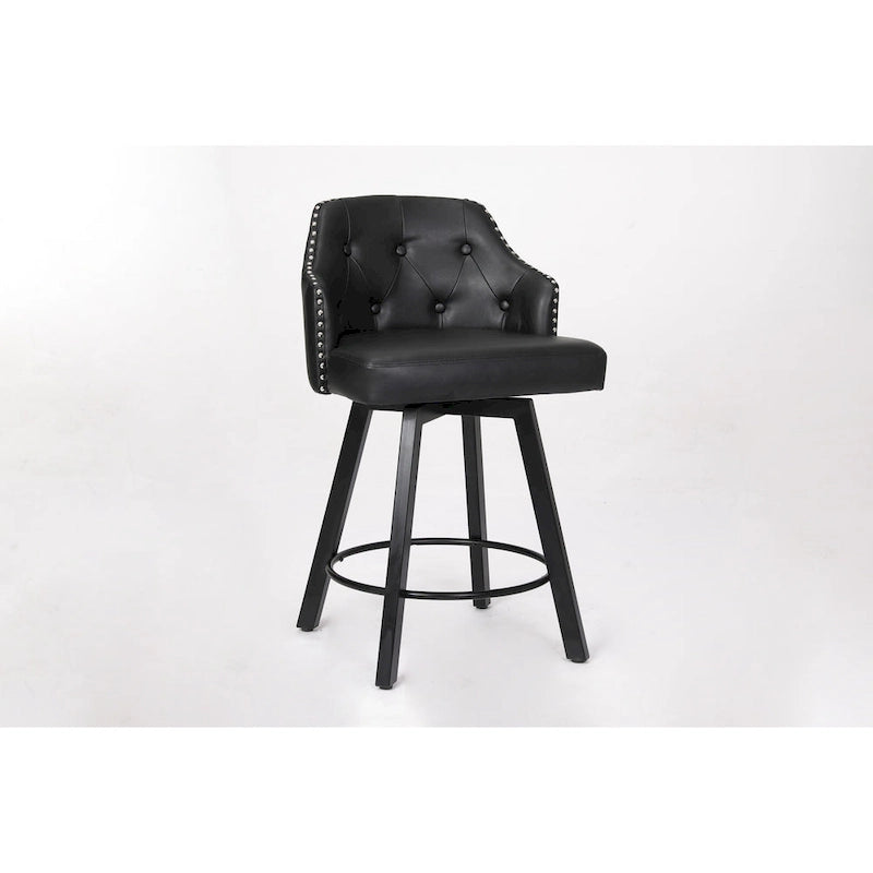 Tabourets de bar sans dossier, style ferme, lot de 2 (marron / blanc / noir)