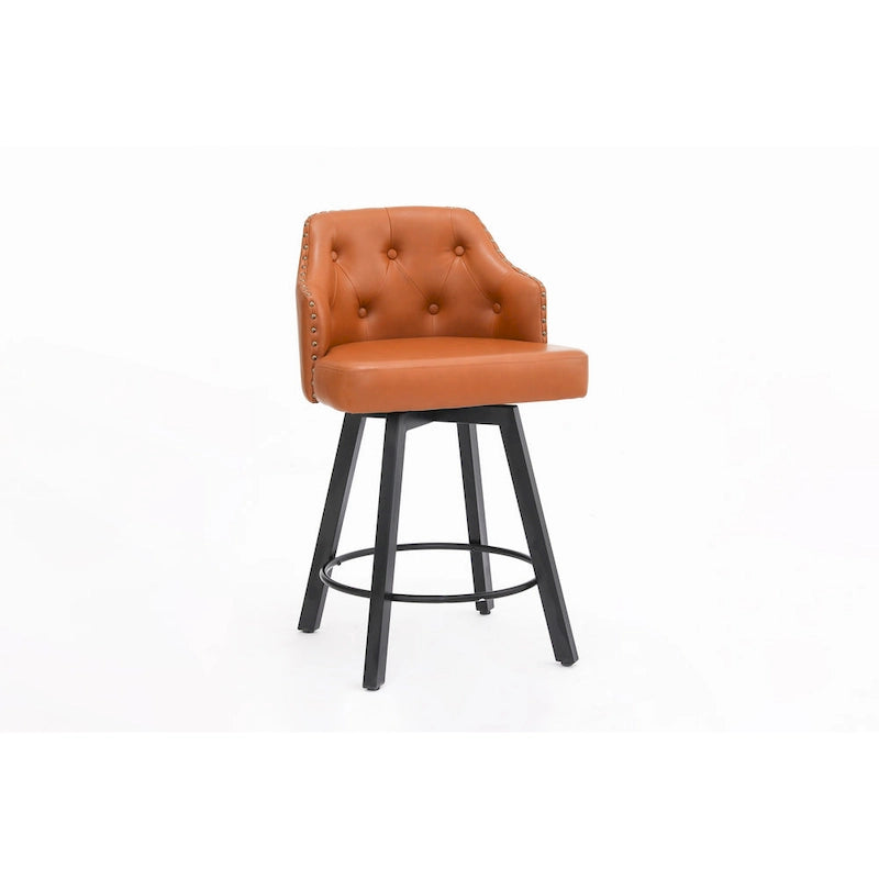 Tabourets de bar sans dossier, style ferme, lot de 2 (marron / blanc / noir)