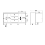 Buffet 2 portes et 3 tiroirs noir mat / blanc / Jackson Hickory – Style scandinave, assemblage par 2 personnes