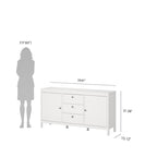 Buffet 2 portes et 3 tiroirs noir mat / blanc / Jackson Hickory – Style scandinave, assemblage par 2 personnes