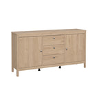 Buffet 2 portes et 3 tiroirs noir mat / blanc / Jackson Hickory – Style scandinave, assemblage par 2 personnes