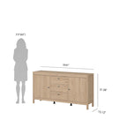 Buffet 2 portes et 3 tiroirs noir mat / blanc / Jackson Hickory – Style scandinave, assemblage par 2 personnes