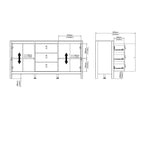 Buffet 2 portes et 3 tiroirs noir mat / blanc / Jackson Hickory – Style scandinave, assemblage par 2 personnes