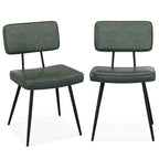 Chaise de salle à manger en cuir PU vert/marron, lot de 2