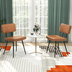 Chaise de salle à manger en cuir PU vert/marron, lot de 2