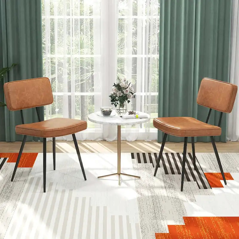 Chaise de salle à manger en cuir PU vert/marron, lot de 2