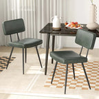 Chaise de salle à manger en cuir PU vert/marron, lot de 2