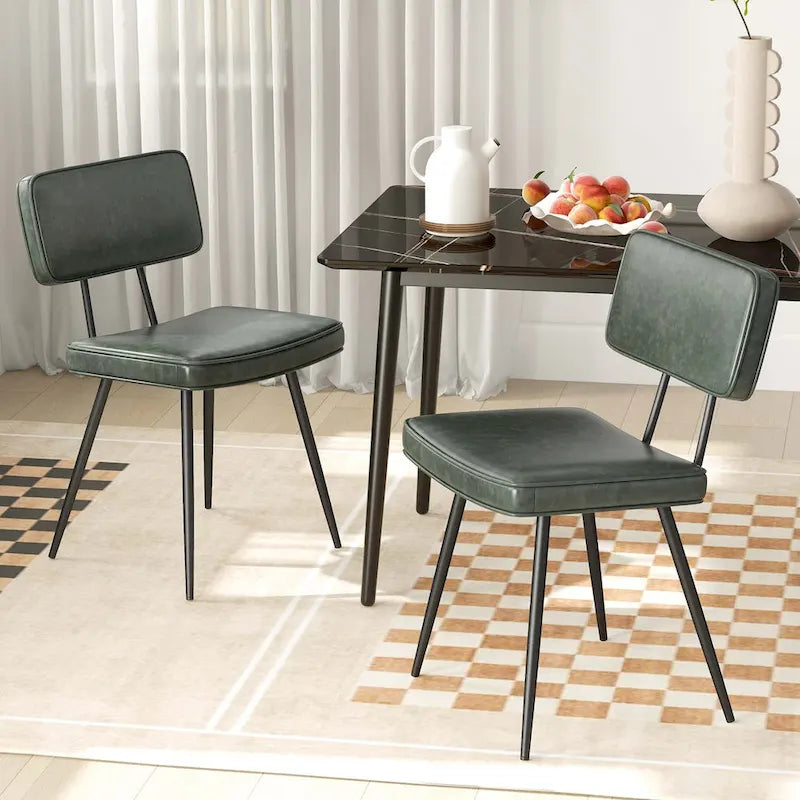 Chaise de salle à manger en cuir PU vert/marron, lot de 2