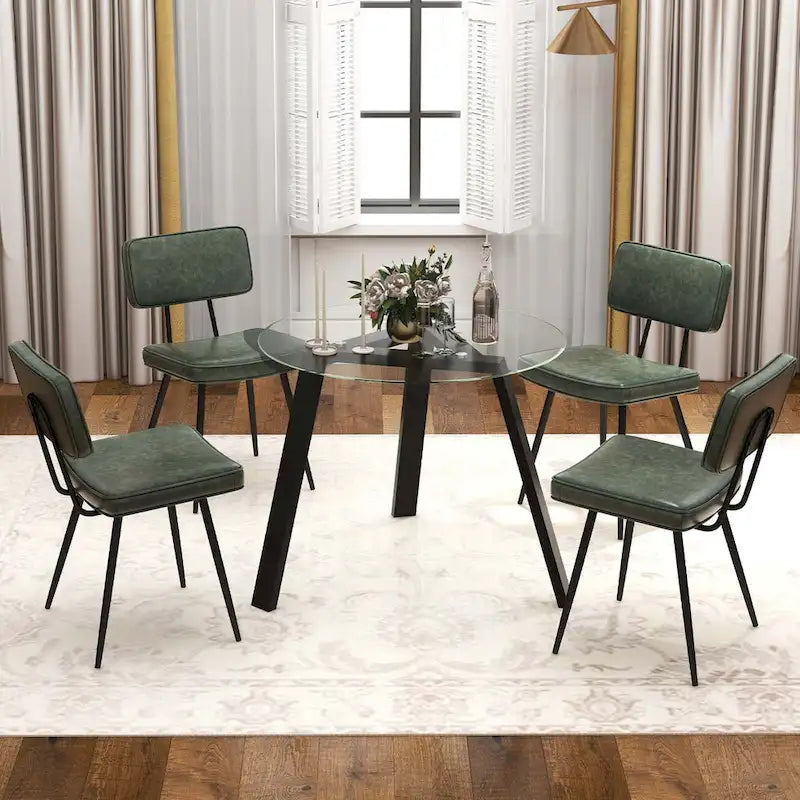 Chaise de salle à manger en cuir PU vert/marron, lot de 2