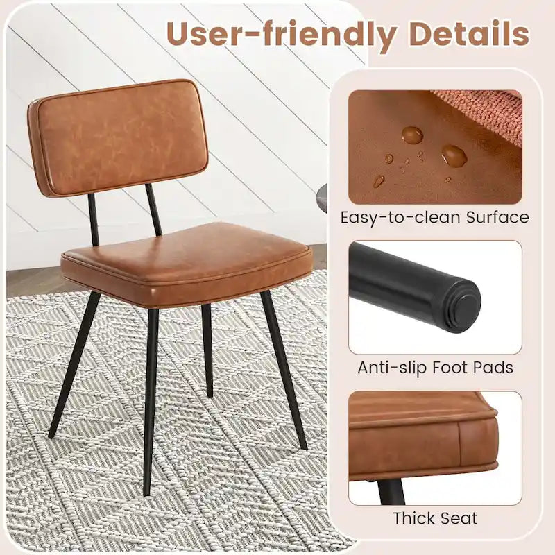 Chaise de salle à manger en cuir PU vert/marron, lot de 2