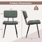 Chaise de salle à manger en cuir PU vert/marron, lot de 2