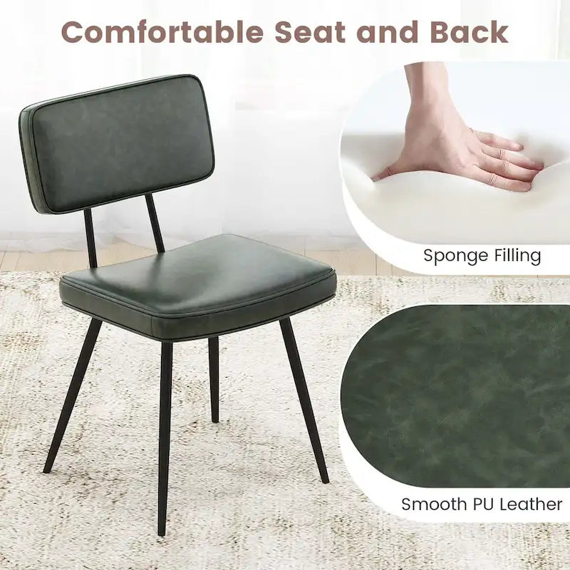 Chaise de salle à manger en cuir PU vert/marron, lot de 2