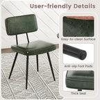 Chaise de salle à manger en cuir PU vert/marron, lot de 2