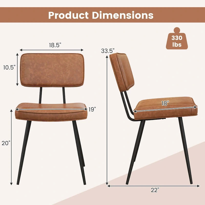 Chaise de salle à manger en cuir PU vert/marron, lot de 2