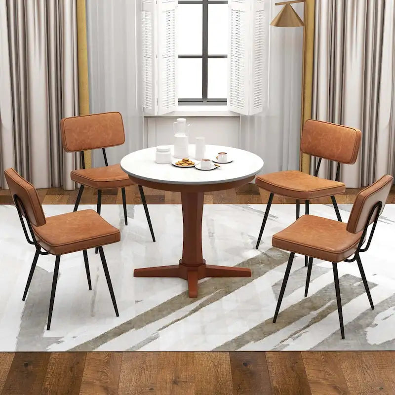 Chaise de salle à manger en cuir PU vert/marron, lot de 2