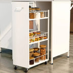 Dessertes îlot de cuisine portables noires avec plateau en métal, pour 1 à 2 personnes