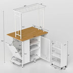 Dessertes îlot de cuisine portables noires avec plateau en métal, pour 1 à 2 personnes