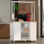 Dessertes îlot de cuisine portables noires avec plateau en métal, pour 1 à 2 personnes