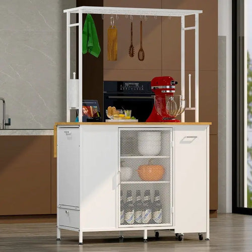 Dessertes îlot de cuisine portables noires avec plateau en métal, pour 1 à 2 personnes