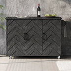 Îlot de cuisine tissé à la main avec abattant, 2 places – Noir/Bois naturel/Bleu marine/Champagne