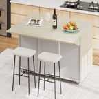Îlot de cuisine tissé à la main avec abattant, 2 places – Noir/Bois naturel/Bleu marine/Champagne