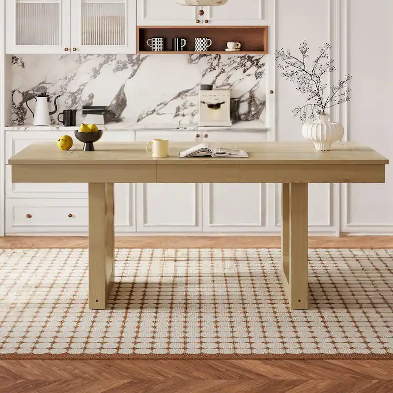 Table à manger extensible marron, style campagnard, 4 à 8 places