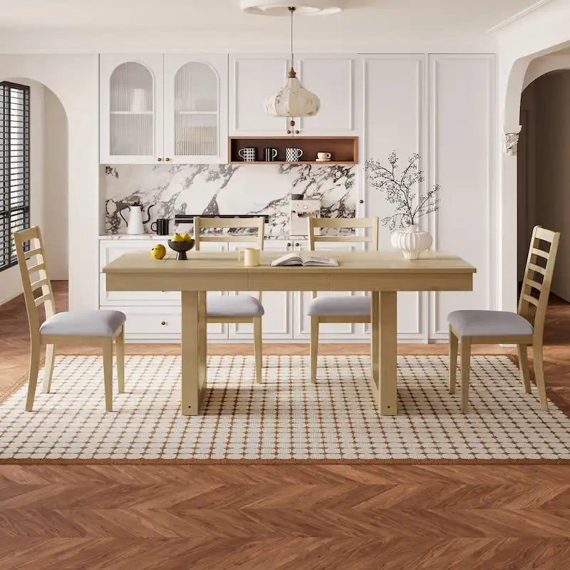 Table à manger extensible marron, style campagnard, 4 à 8 places